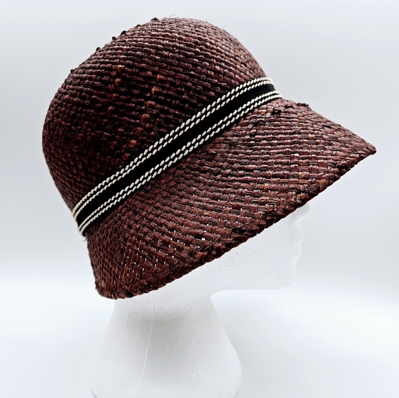 DELUX | woven paper bow detail cloche hat - Picture 4 of 9